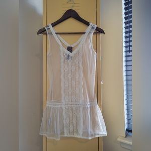 Off white sheer lace slip dress tank